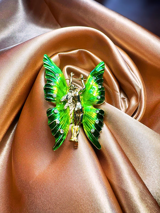 Emerald Butterfly Brooch