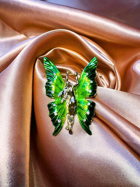 Emerald Butterfly Brooch